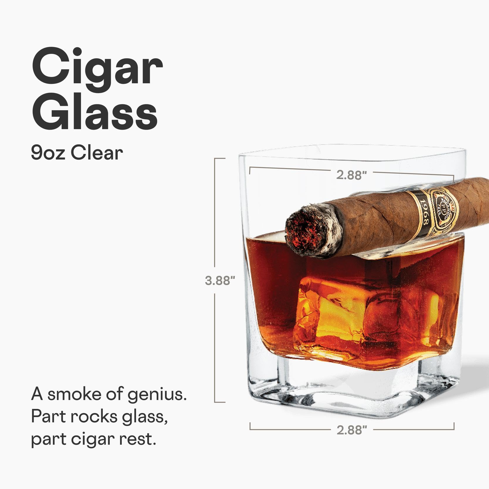 Corkcicle Premium Cigar Glass built-in cigar notch for resting a cigar.