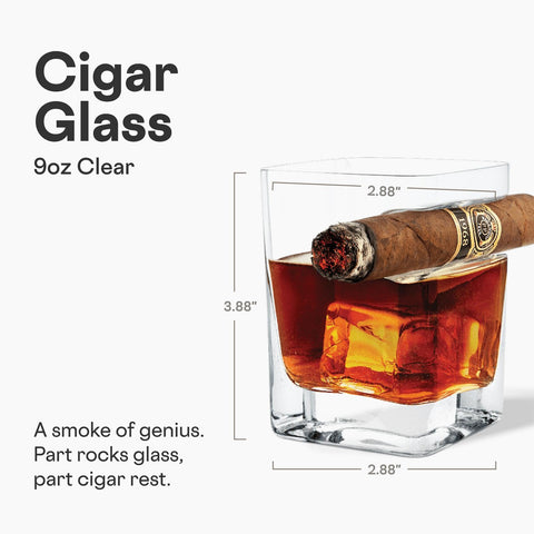 Corkcicle Premium Cigar Glass built-in cigar notch for resting a cigar.