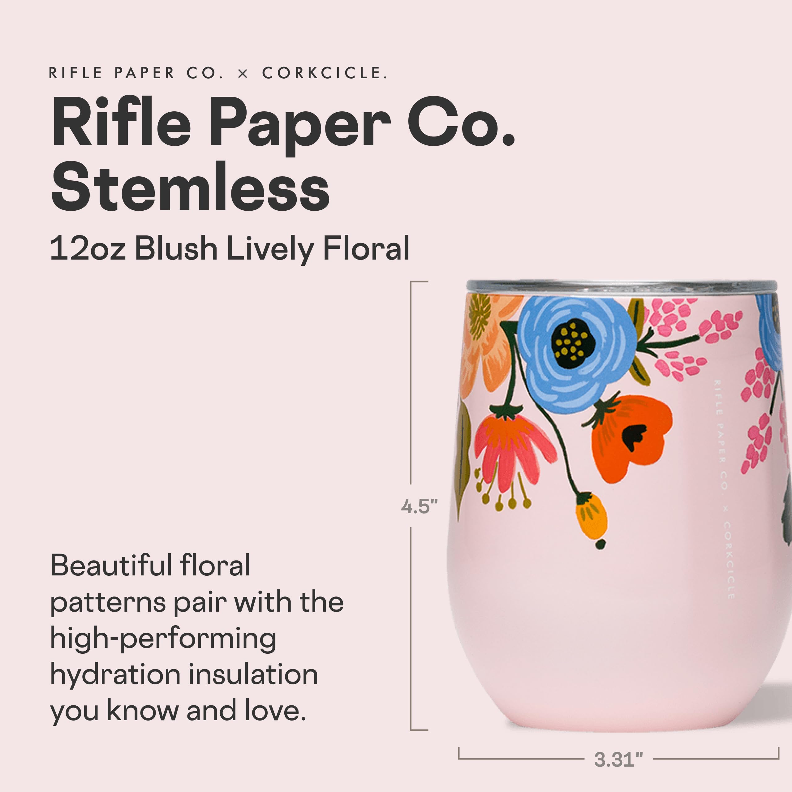 Corkcicle Stemless with secure flat sides for comfortable grip on the go.