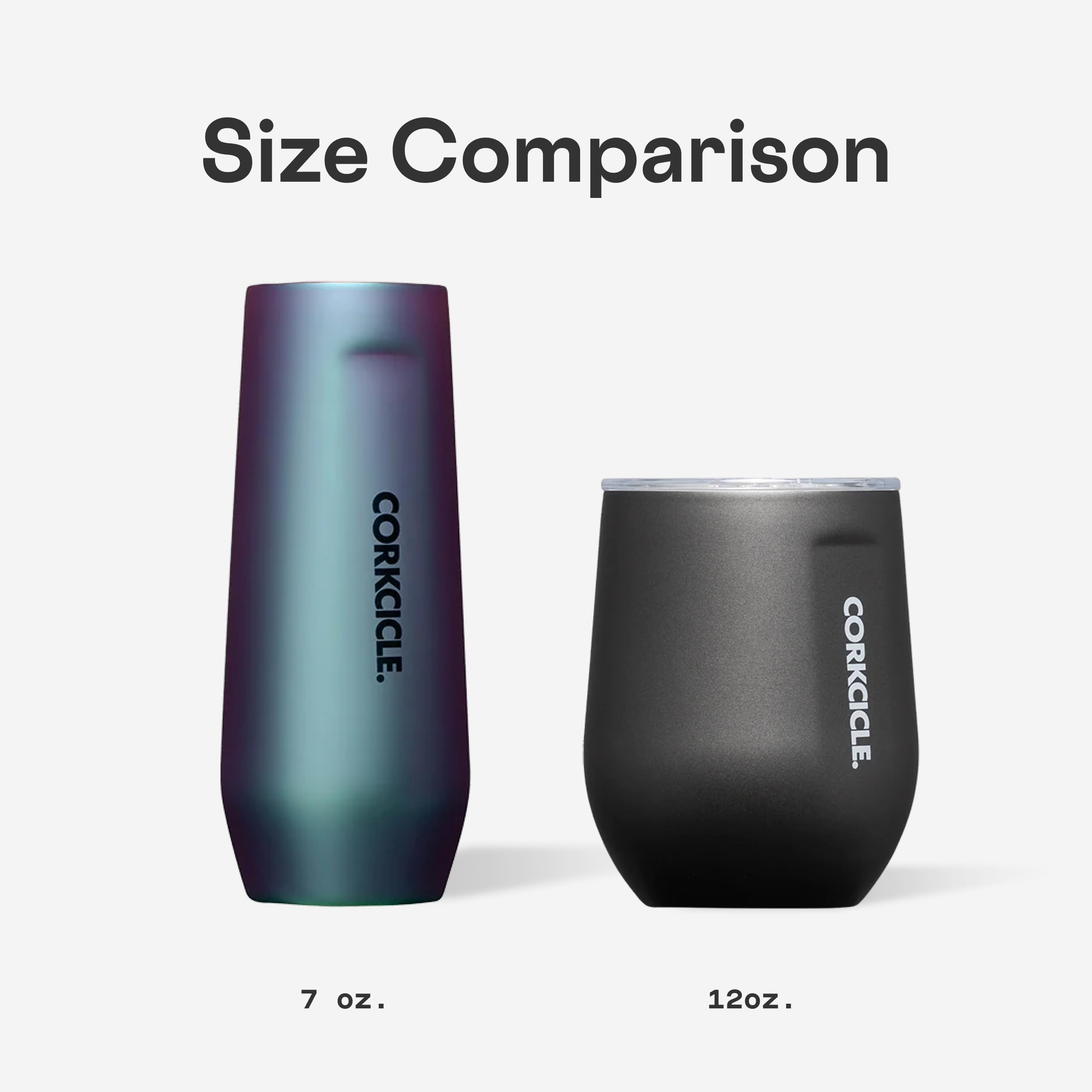 Corkcicle Stemless 12 oz with cold drink to illustrate temperature retention