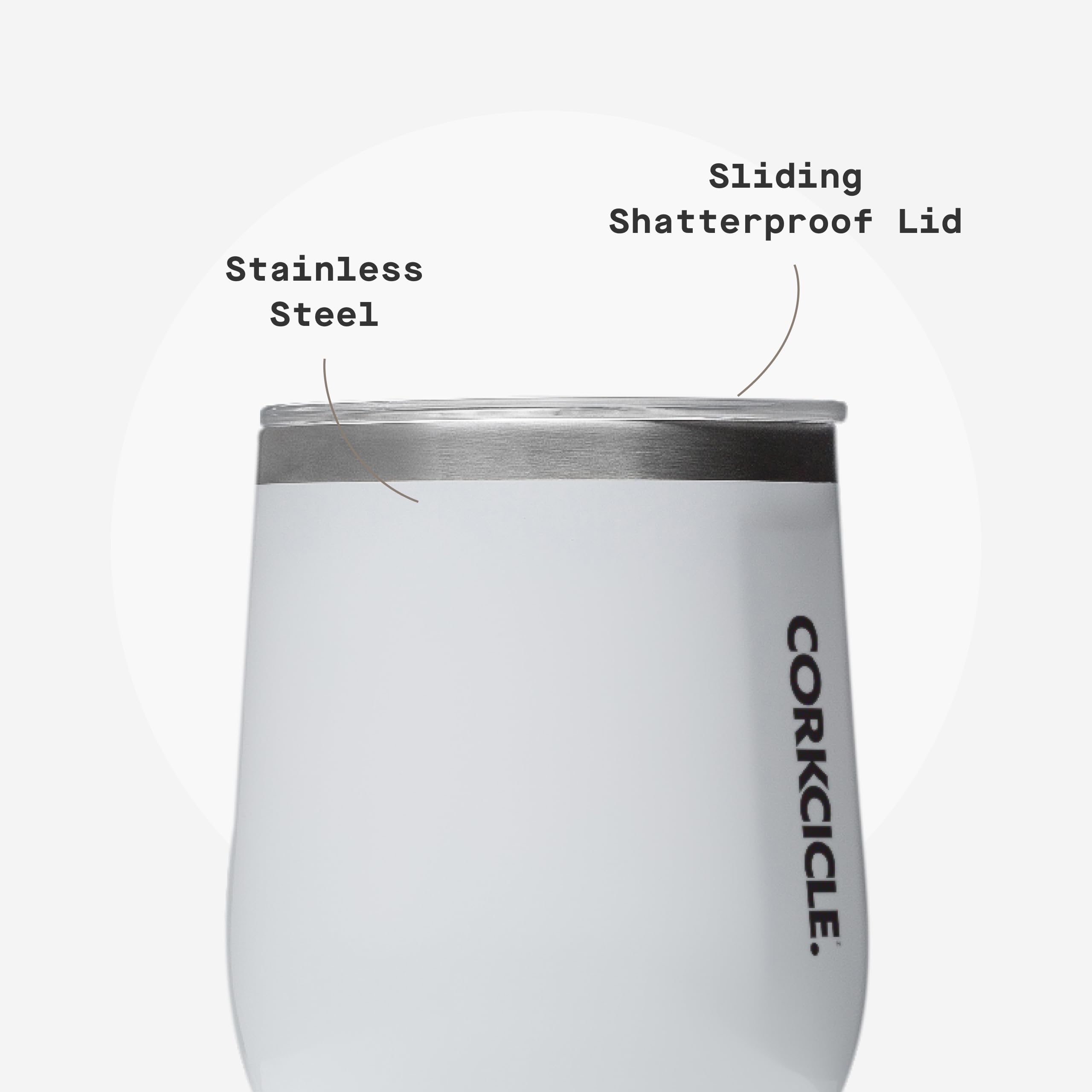Corkcicle Stemless Wine Tumbler 6-hour cold performance with visible ice