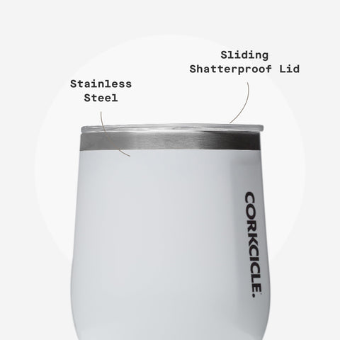 Corkcicle Stemless Wine Tumbler 6-hour cold performance with visible ice