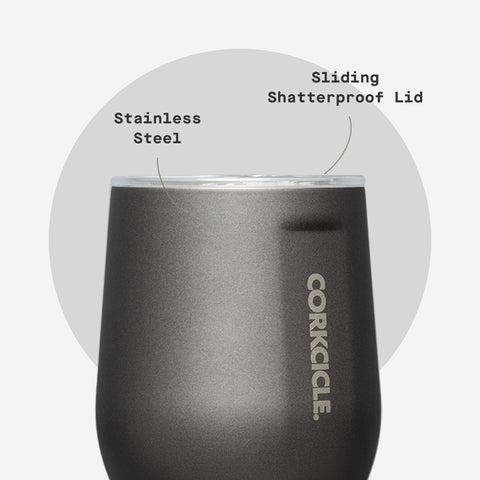 Corkcicle Stemless Wine Tumbler flat-sides provide a comfortable grip on the go.