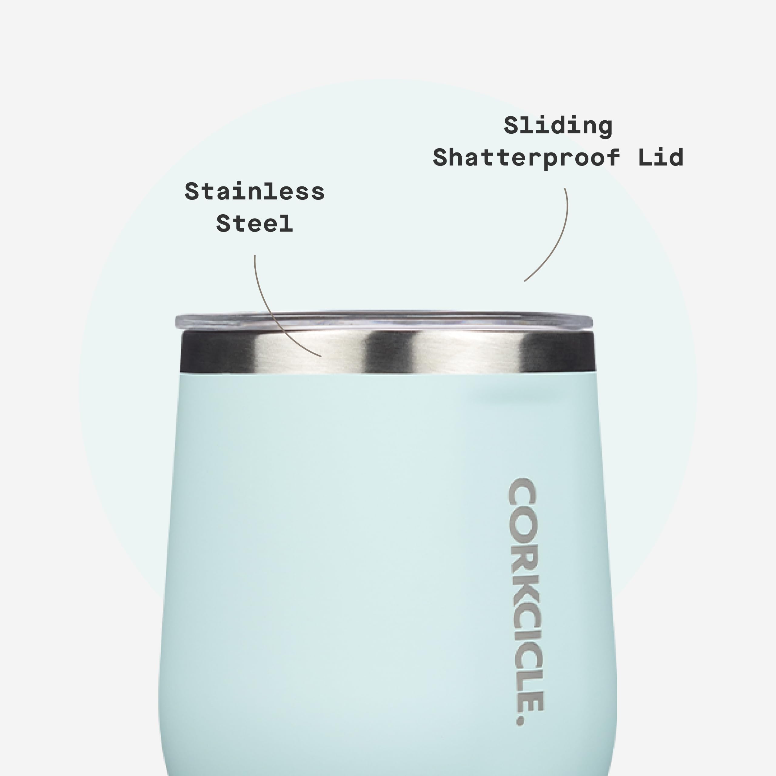 Corkcicle Stemless Tumbler in use demonstrates cold beverages during travel