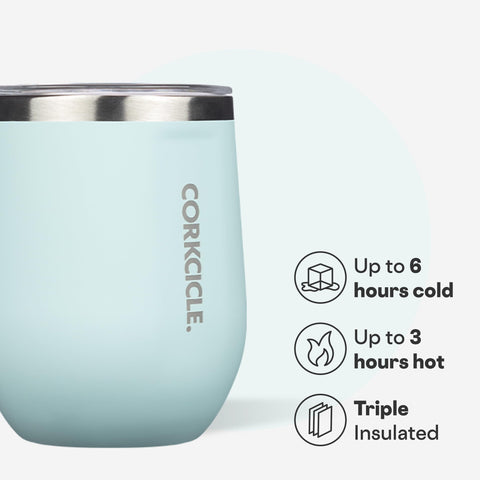 Corkcicle Stemless Tumbler lid-closed image emphasizes secure seal for on-the-go