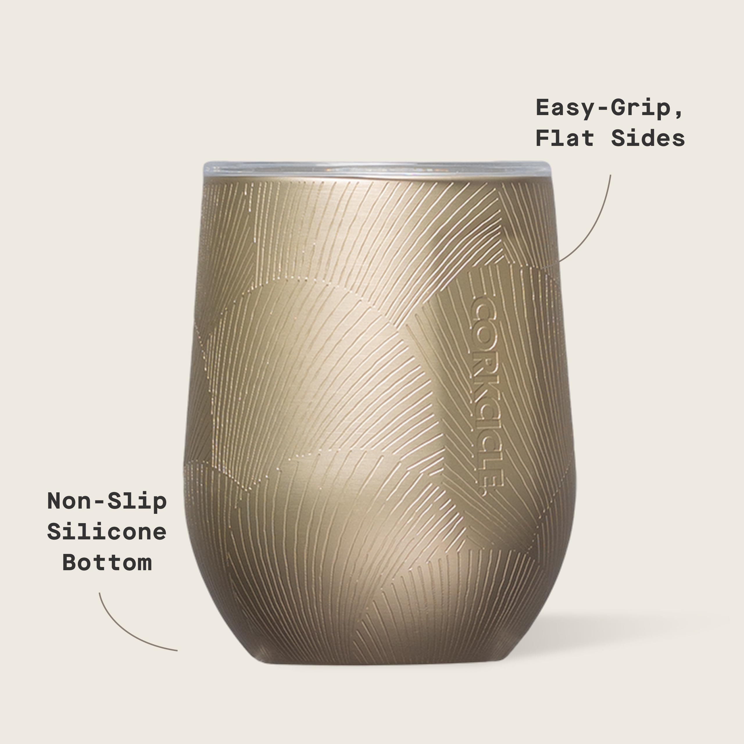 Corkcicle Stemless with non-slip base keeps the tumbler steady