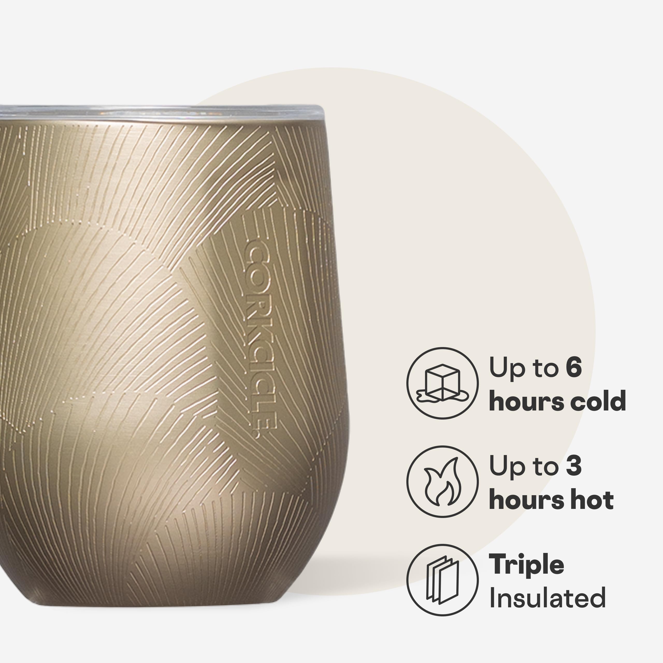 Corkcicle Stemless with slide lid prevents spills during commutes