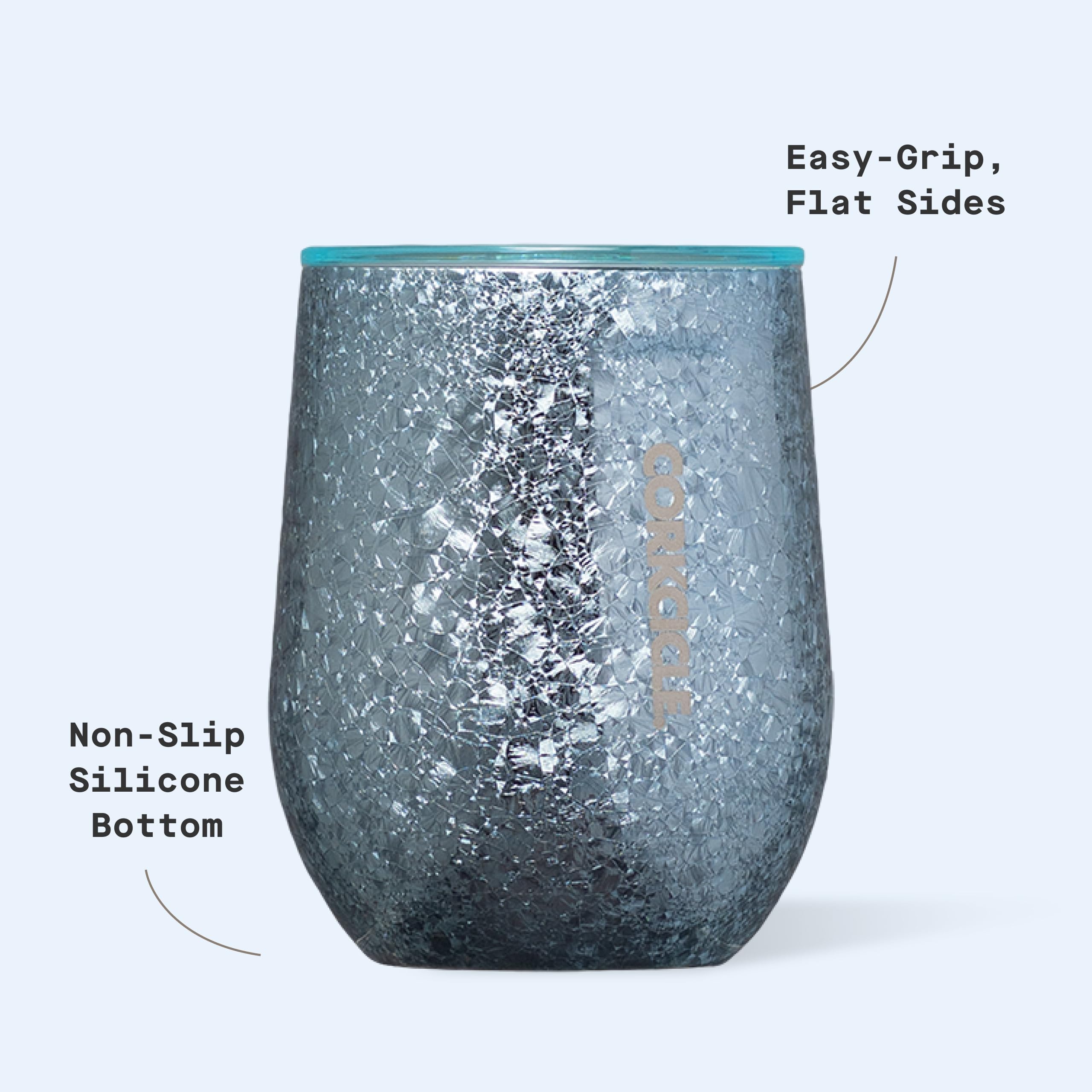 Corkcicle Stemless Wine Tumbler sliding-lid helps prevent spills during travel.