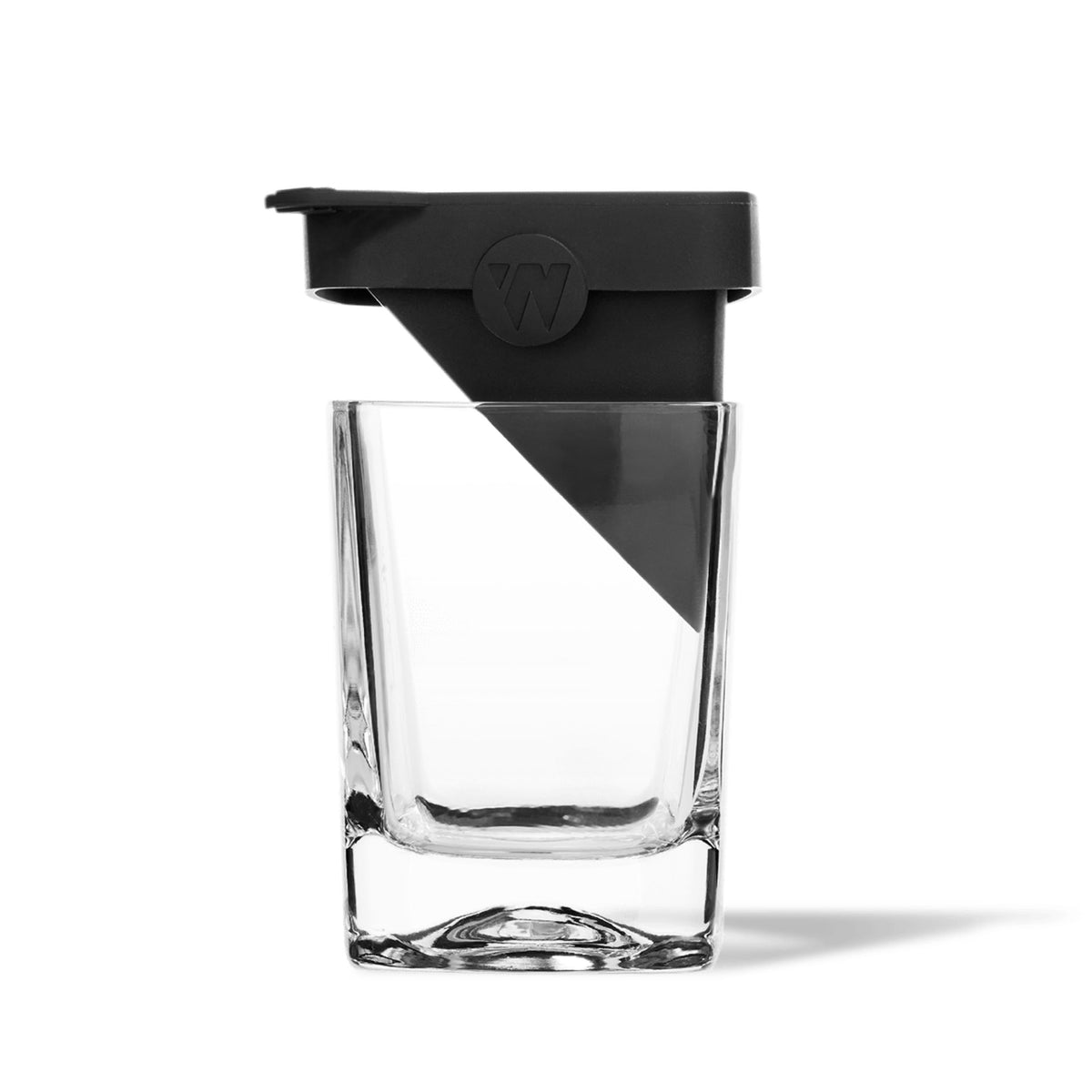 Corkcicle Whiskey Wedge glass front view with built-in ice mold for even cooling