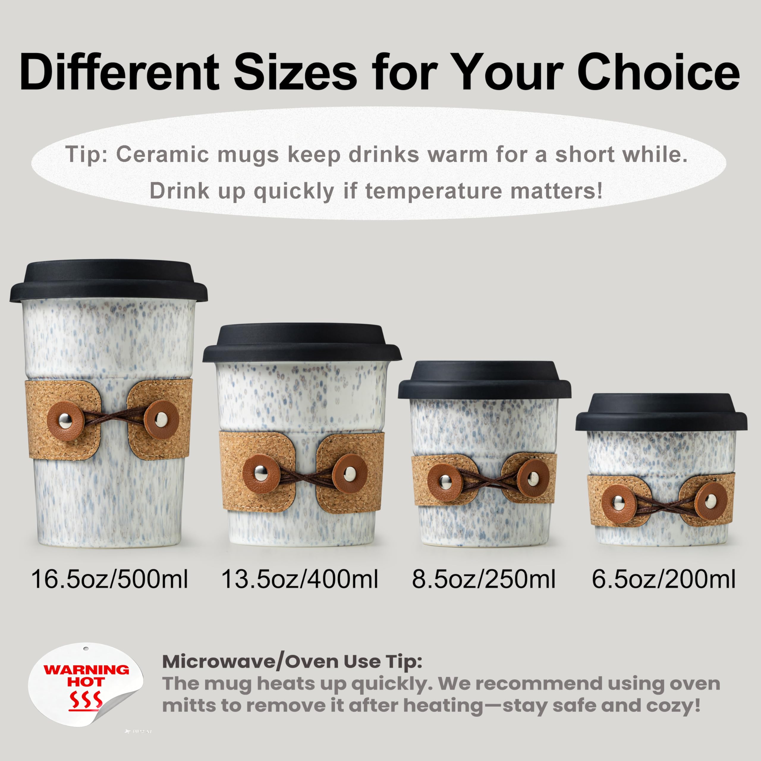 Cormomu 8.5oz travel mug in use for hot beverage on the go