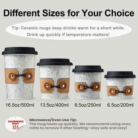 Cormomu 8.5oz travel mug in use for hot beverage on the go