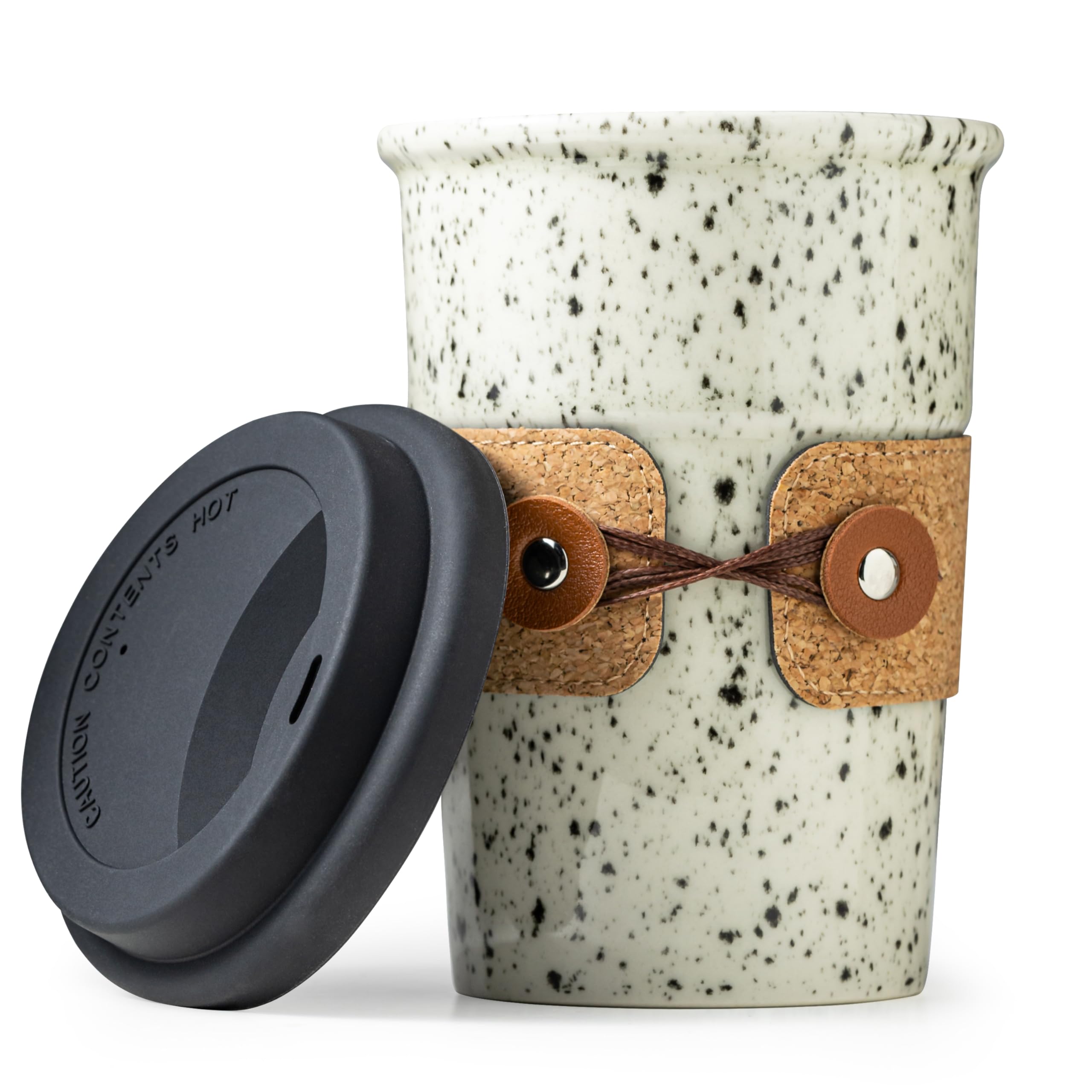 Cormomu ceramic mug with lid for spill-free travel and fresh aroma on the road
