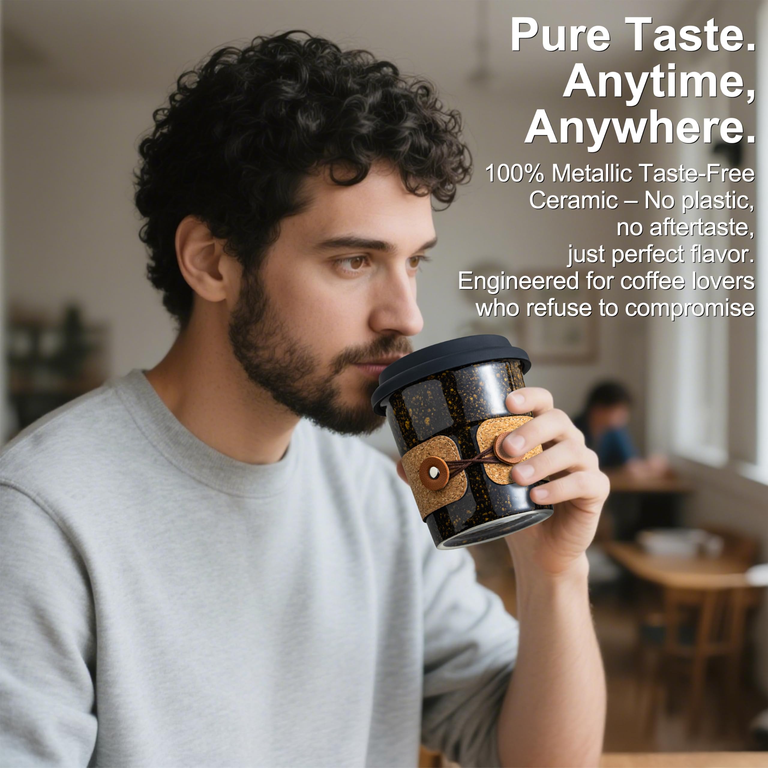 Cormomu ceramic tea mug, 13.5oz, preserves flavor integrity