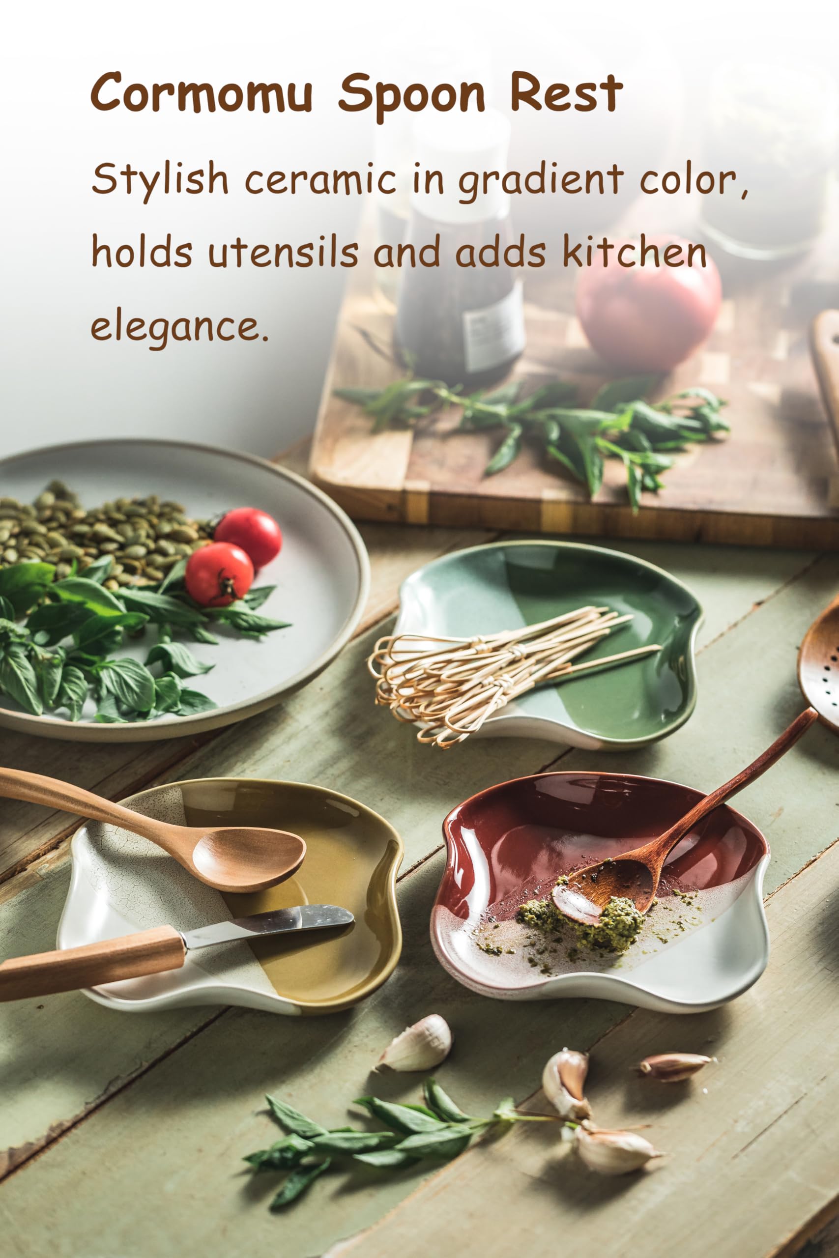 Cormomu coffee spoon rest sits on the counter for daily use.