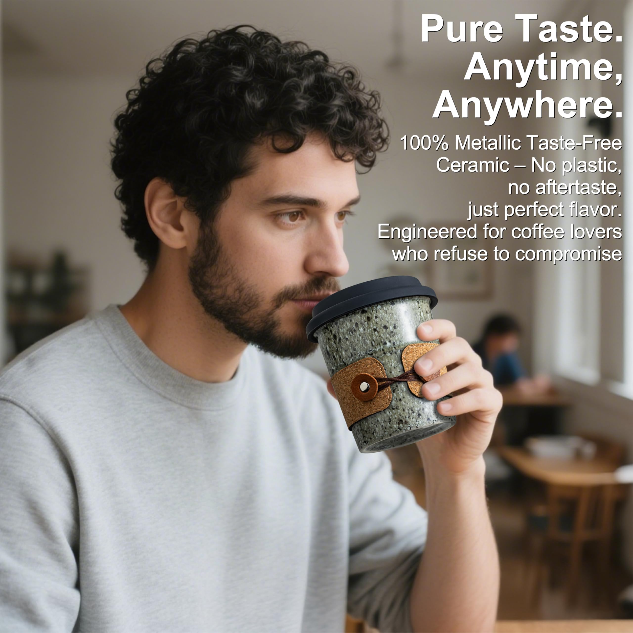 Cormomu Coffee Travel Mug spill-proof lid helps prevent spills during commutes