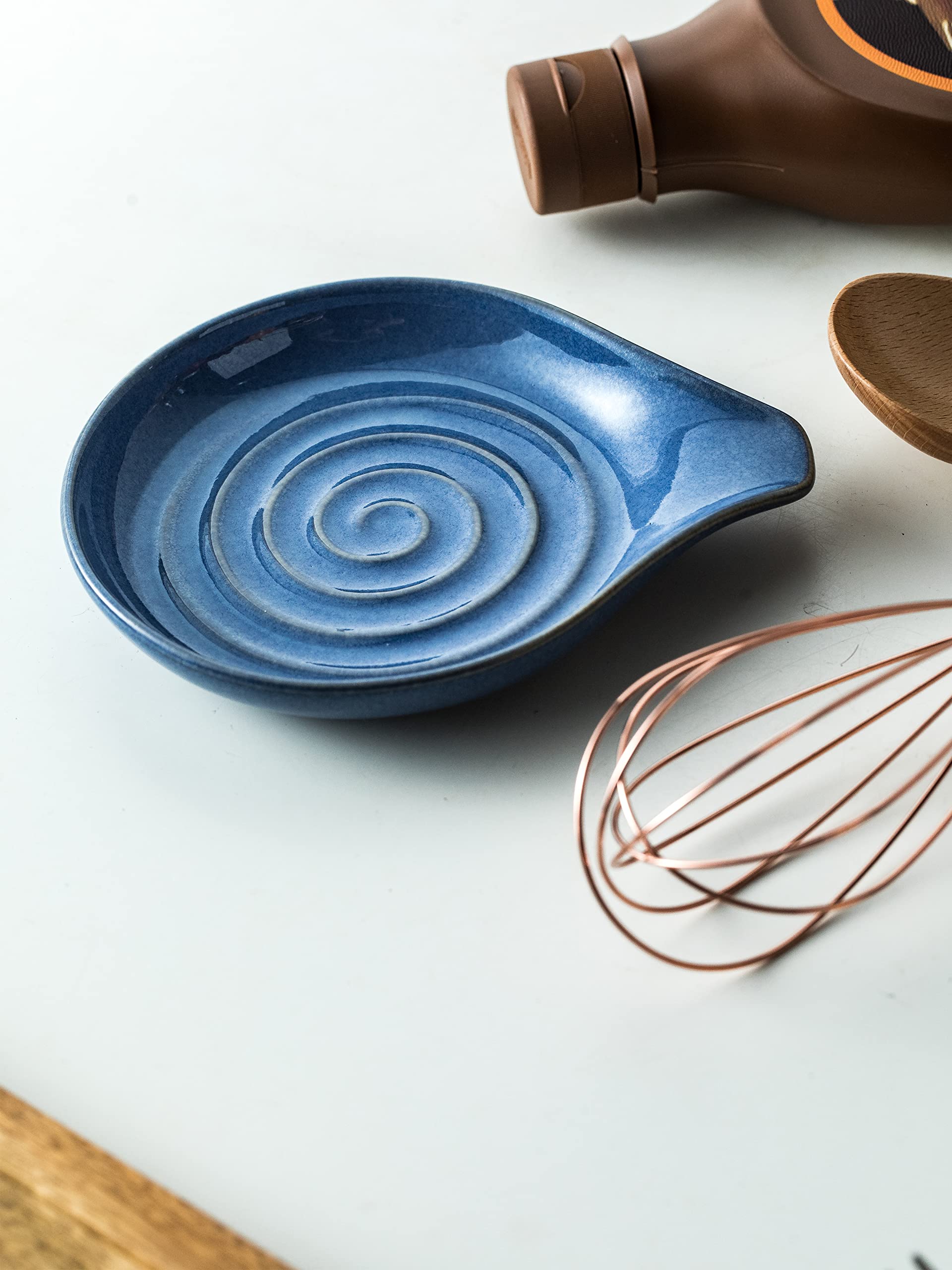Cormomu spoon rest blue decor enhances any kitchen counter vignette