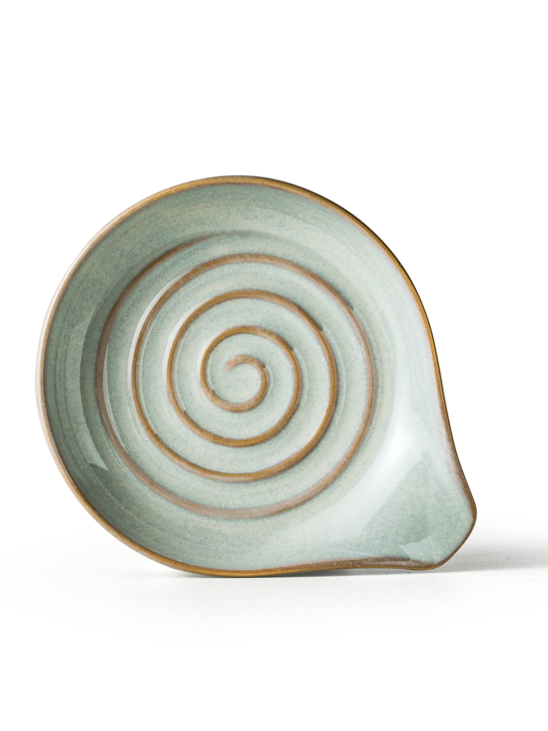Cormomu spoon rest with gray reactive glaze center swirl adds artisanal flair