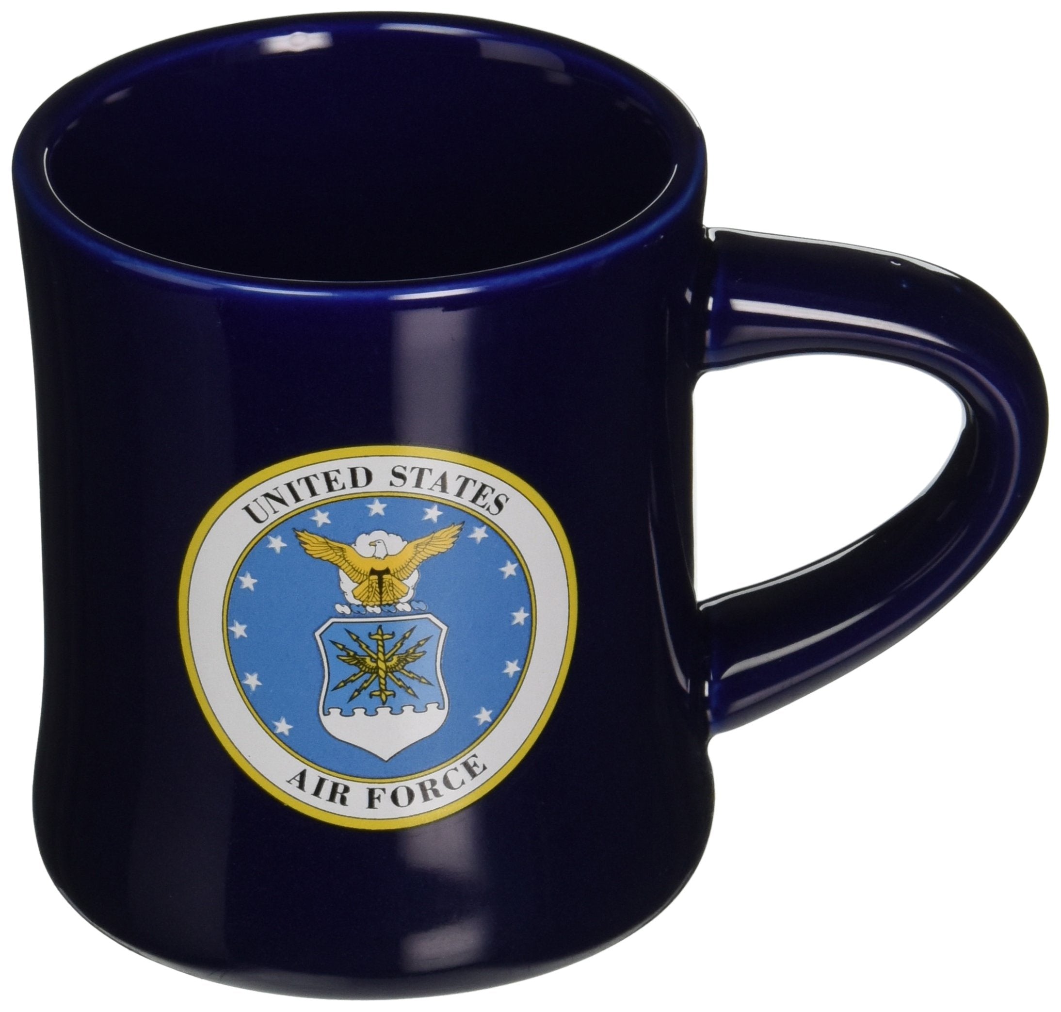 Cornell Air Force mug with blue glaze, front view for daily coffee rituals.