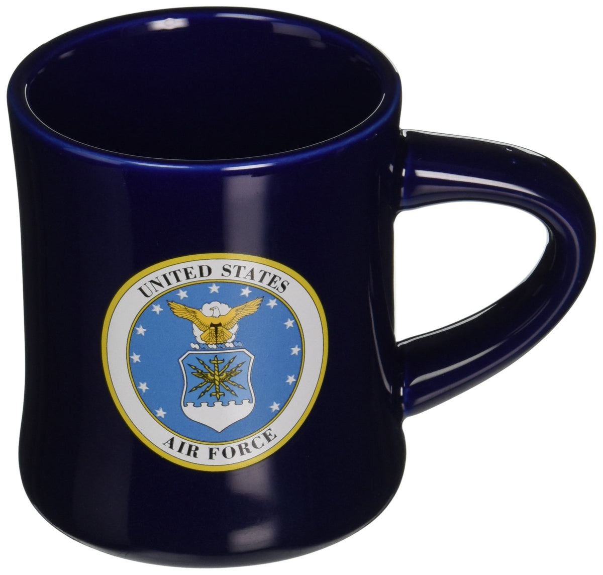 Cornell Air Force mug with blue glaze, front view for daily coffee rituals.