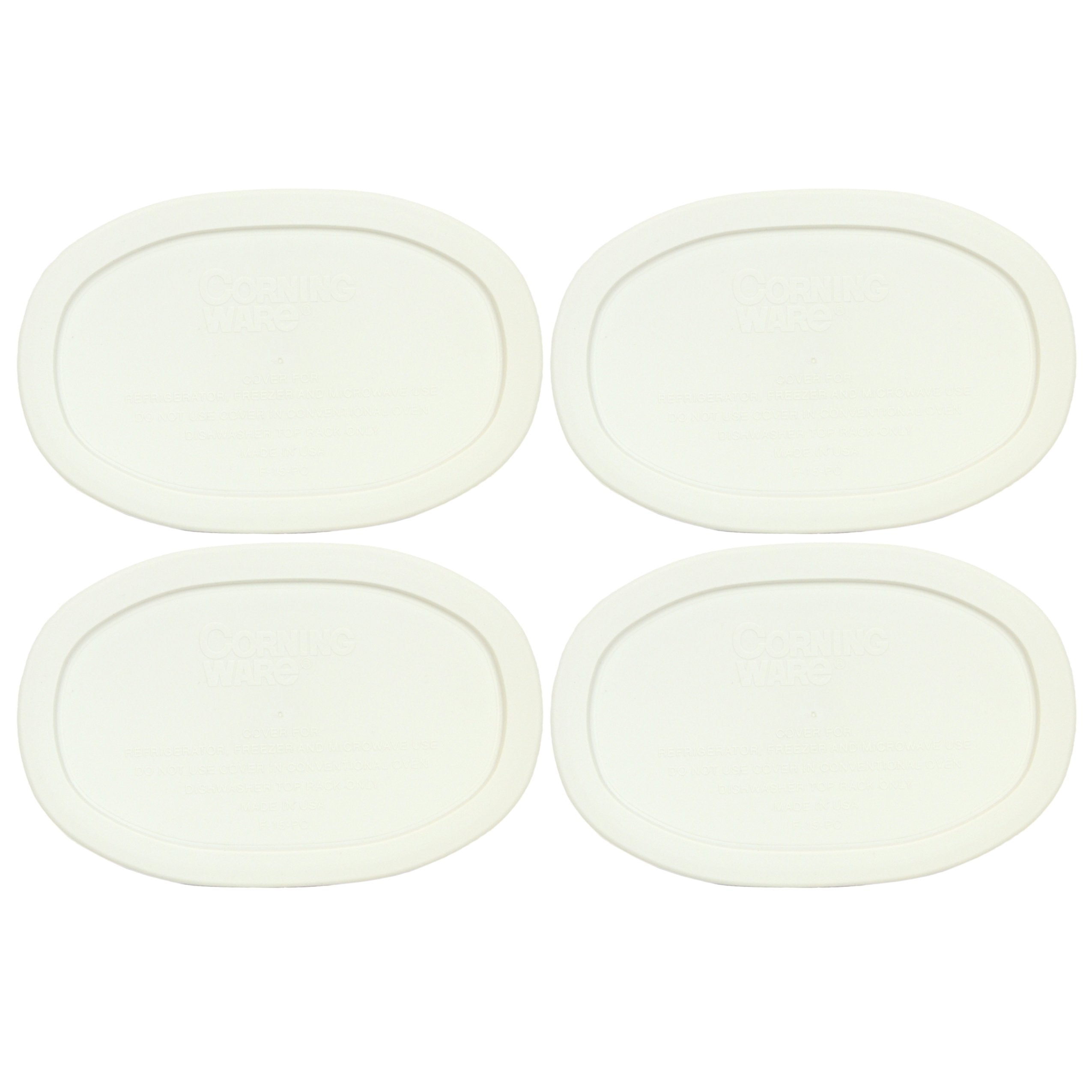 CorningWare F-15-PC lid 4-pack for 15oz oval dish, BPA-free and dishwasher safe.