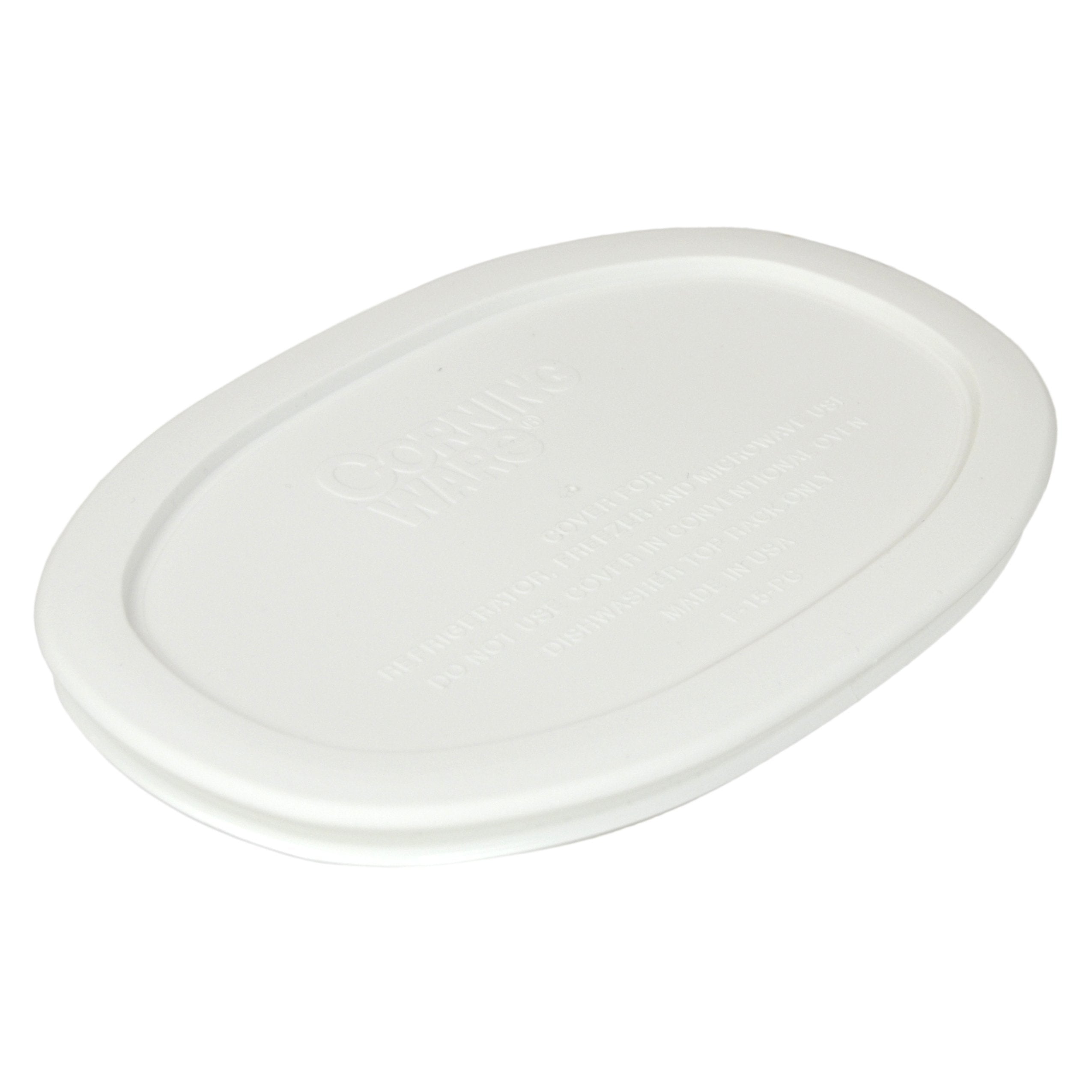 CorningWare lid on 15-ounce dish, microwave-safe for quick reheats.