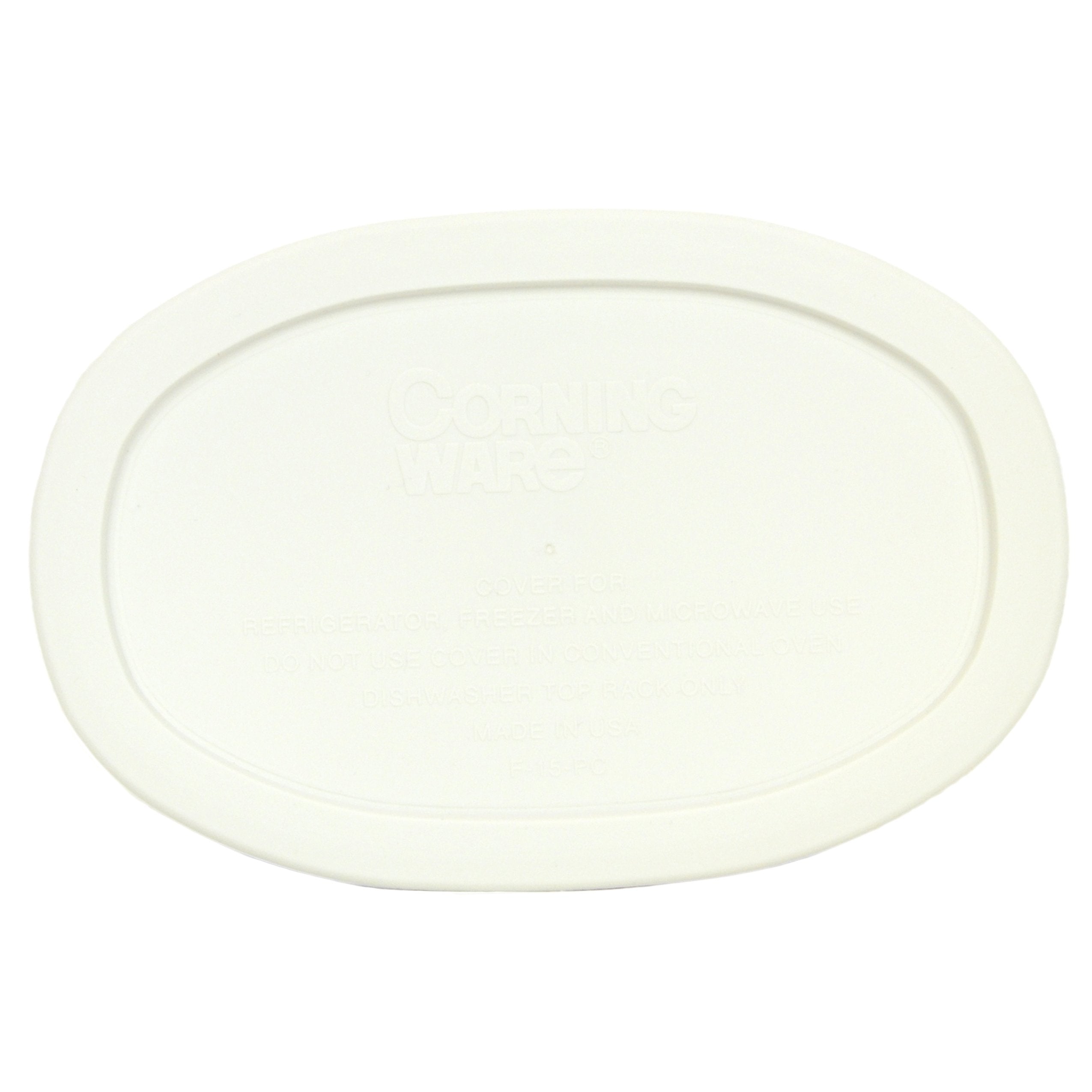 CorningWare F-15-PC oval lid, BPA-free plastic protects flavors.