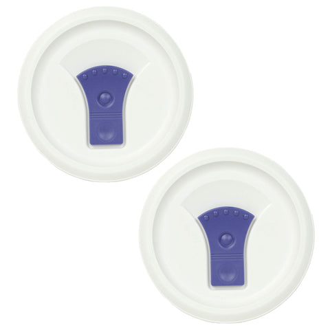 CorningWare FM-22 vented lid with top vent for faster microwave heating.
