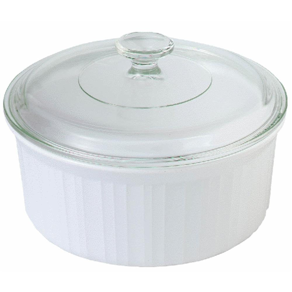 CorningWare French White casserole dish with glass lid for oven-to-table use
