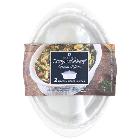 Close-up of the glass lid on the CorningWare oval casserole.