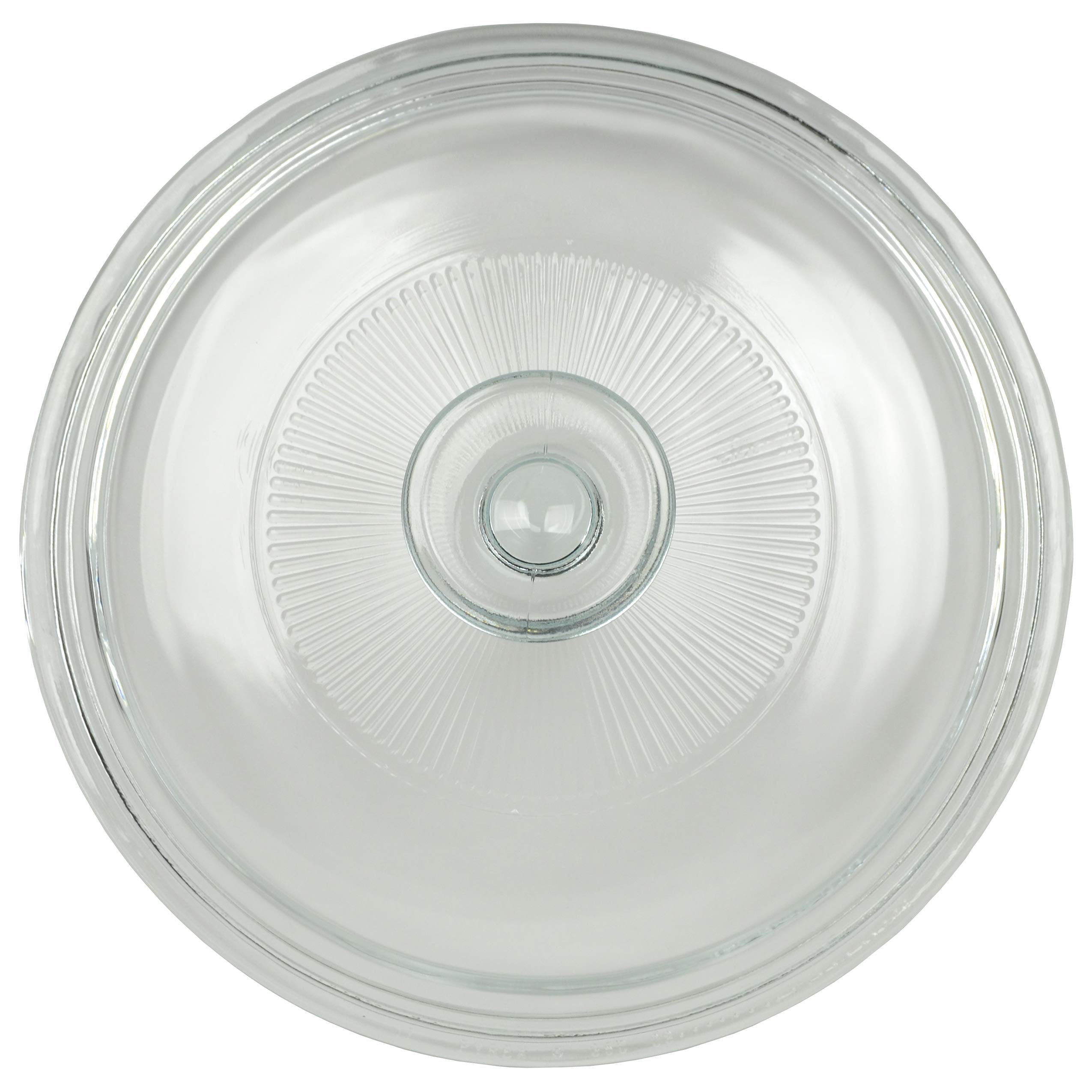Corningware G-5C glass lid front view for 1.5-quart dish, clear and durable.