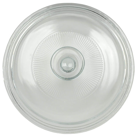 Corningware G-5C glass lid front view for 1.5-quart dish, clear and durable.