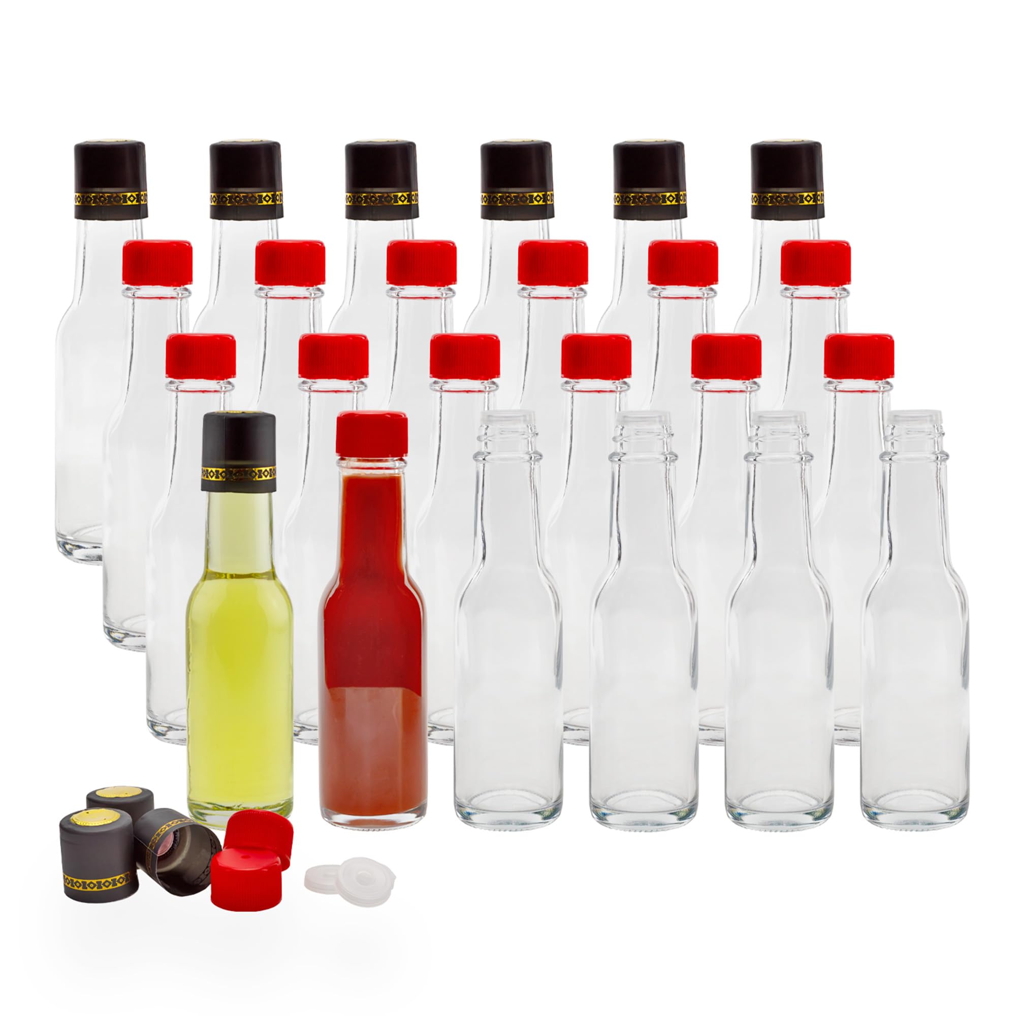 Cornucopia Brands 3oz mini hot sauce bottle with red cap for precise pours.