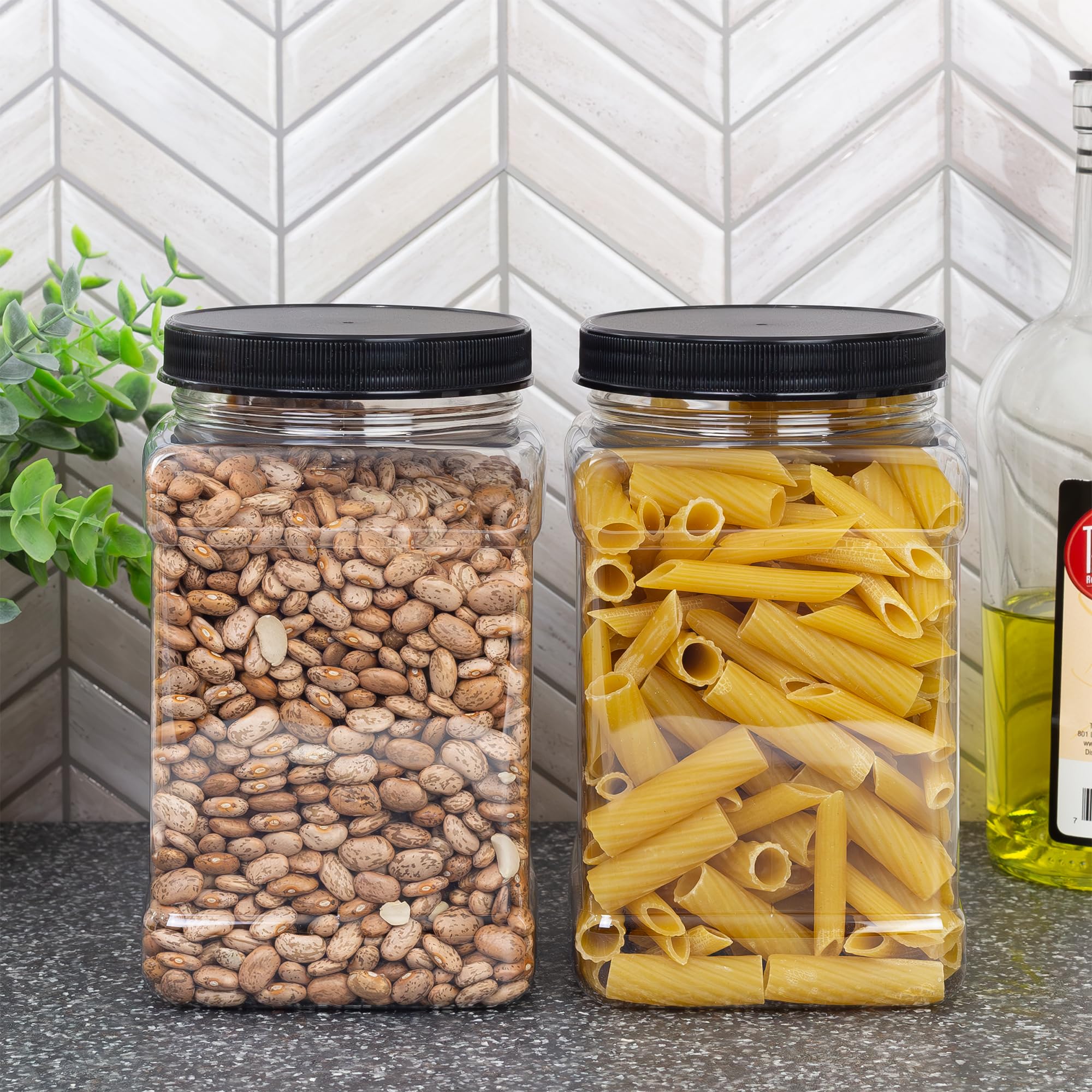 Cornucopia Brands 48oz square jar side view showing compact kitchen organization