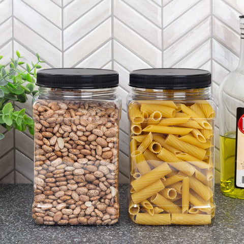 Cornucopia Brands 48oz square jar side view showing compact kitchen organization