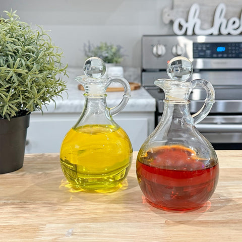 Cornucopia Brands clear glass bottle visible oils and vinegars