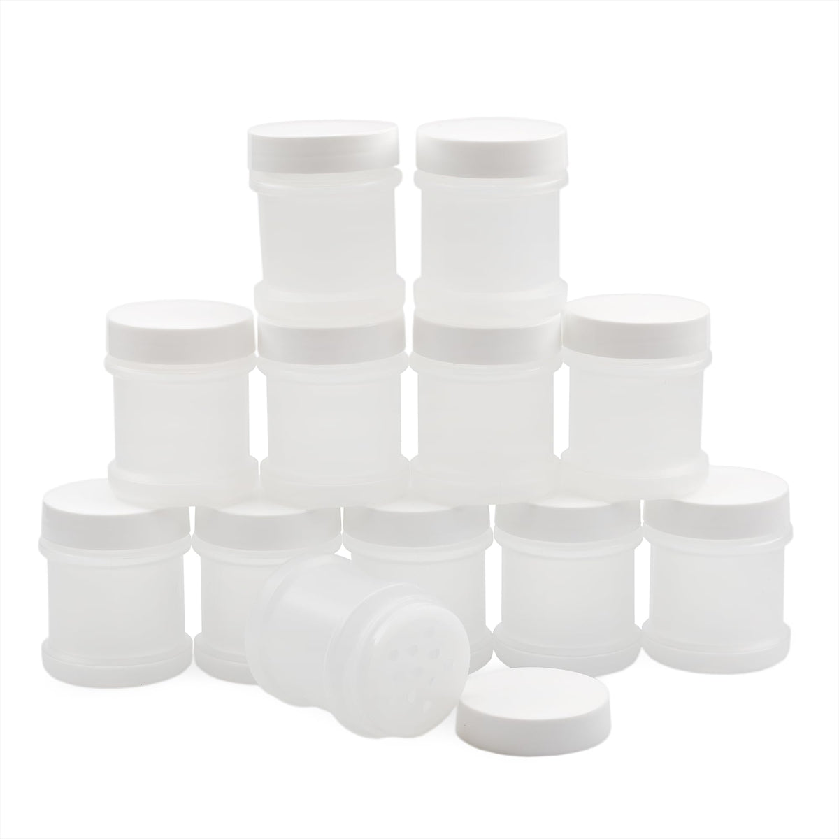 Cornucopia Brands mini spice jars with sifters, 12-pack, ideal for travel and gifts.