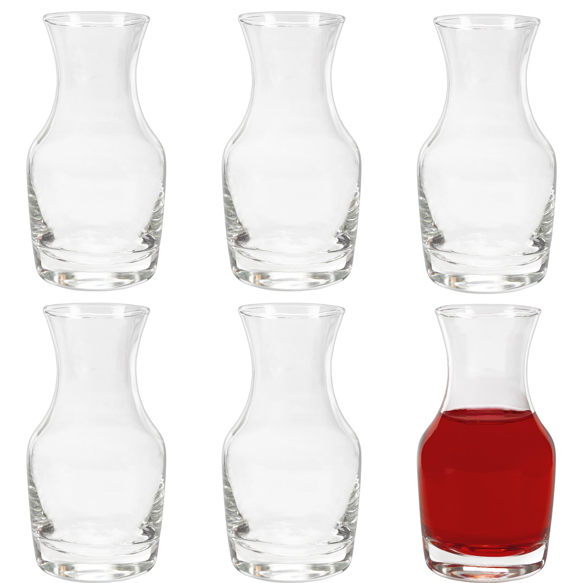 Cornucopia Brands mini wine carafes set on dining table for shared tastings