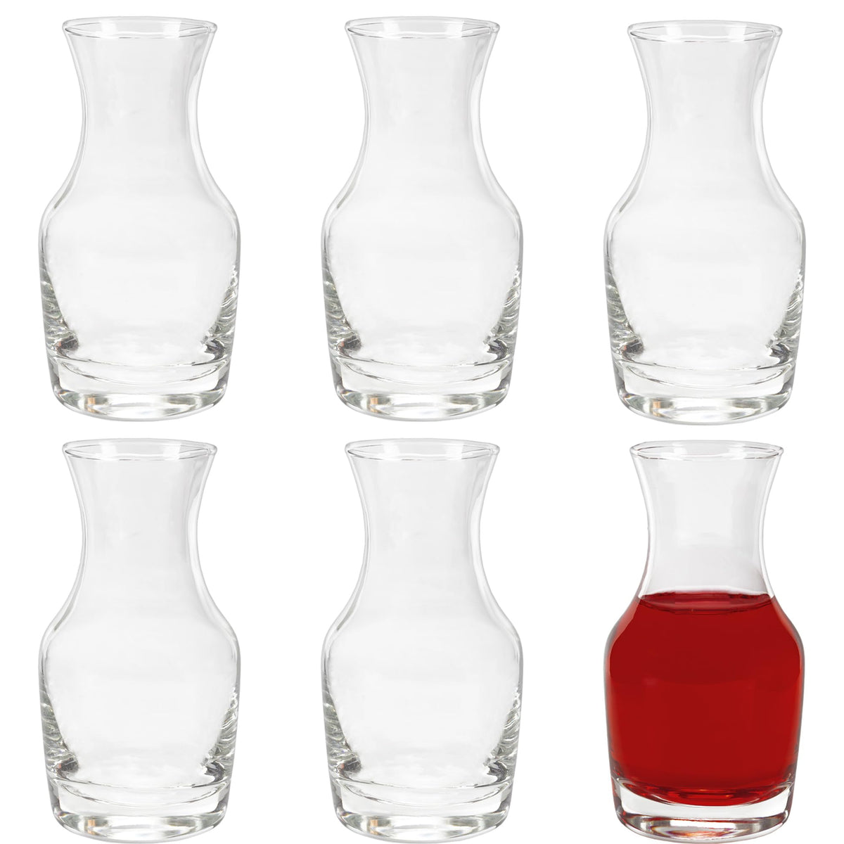 Cornucopia Brands mini wine carafes set on dining table for shared tastings
