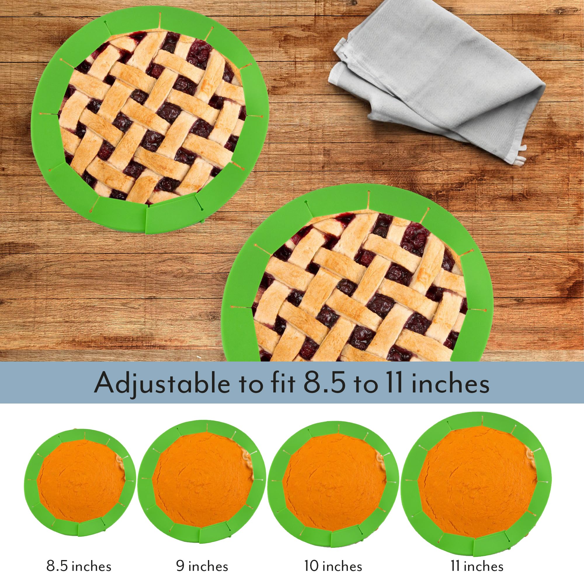 Oven-ready green pie protector from Cornucopia Brands