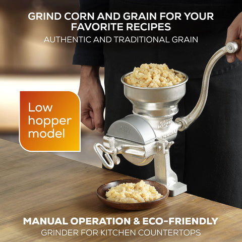 Corona corn grinder offers multi-grain capability for corn, wheat, and more.