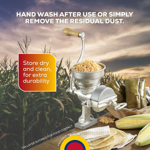 Corona cast-iron construction helps preserve natural flavors during grinding.