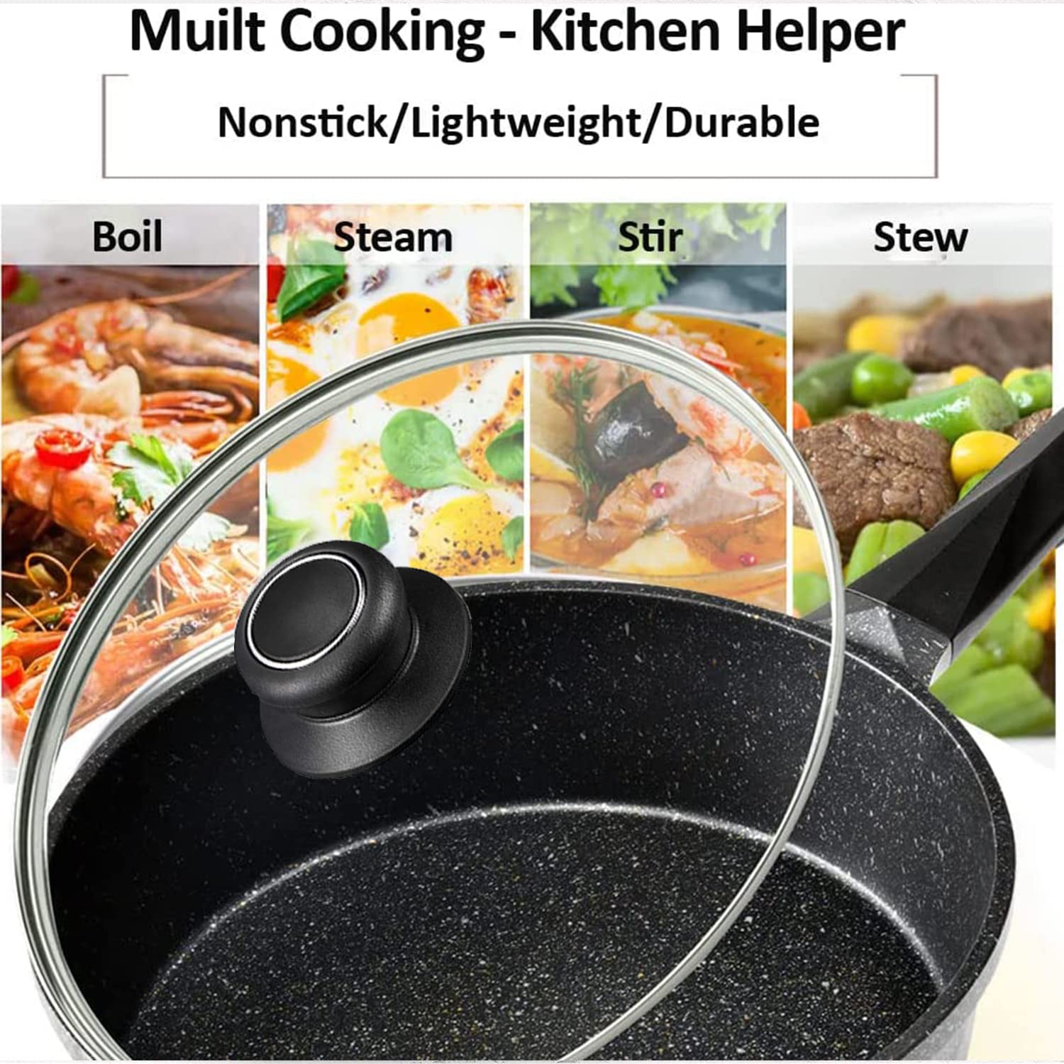 CORYTAO dishwasher-safe lid for easy cleanup after cooking.