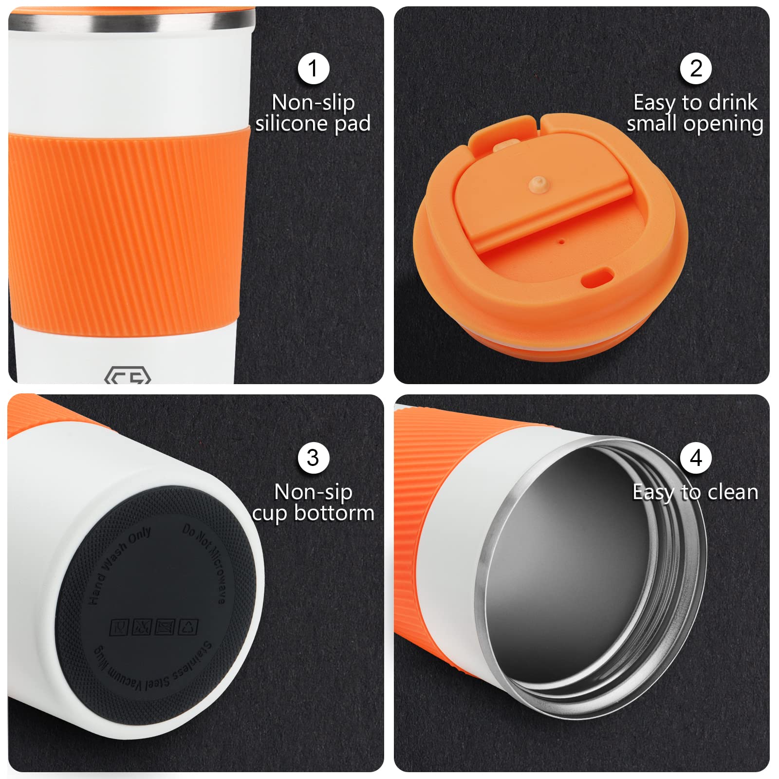 CS COSDDI orange 12oz tumbler stainless body shown for long-lasting daily use.