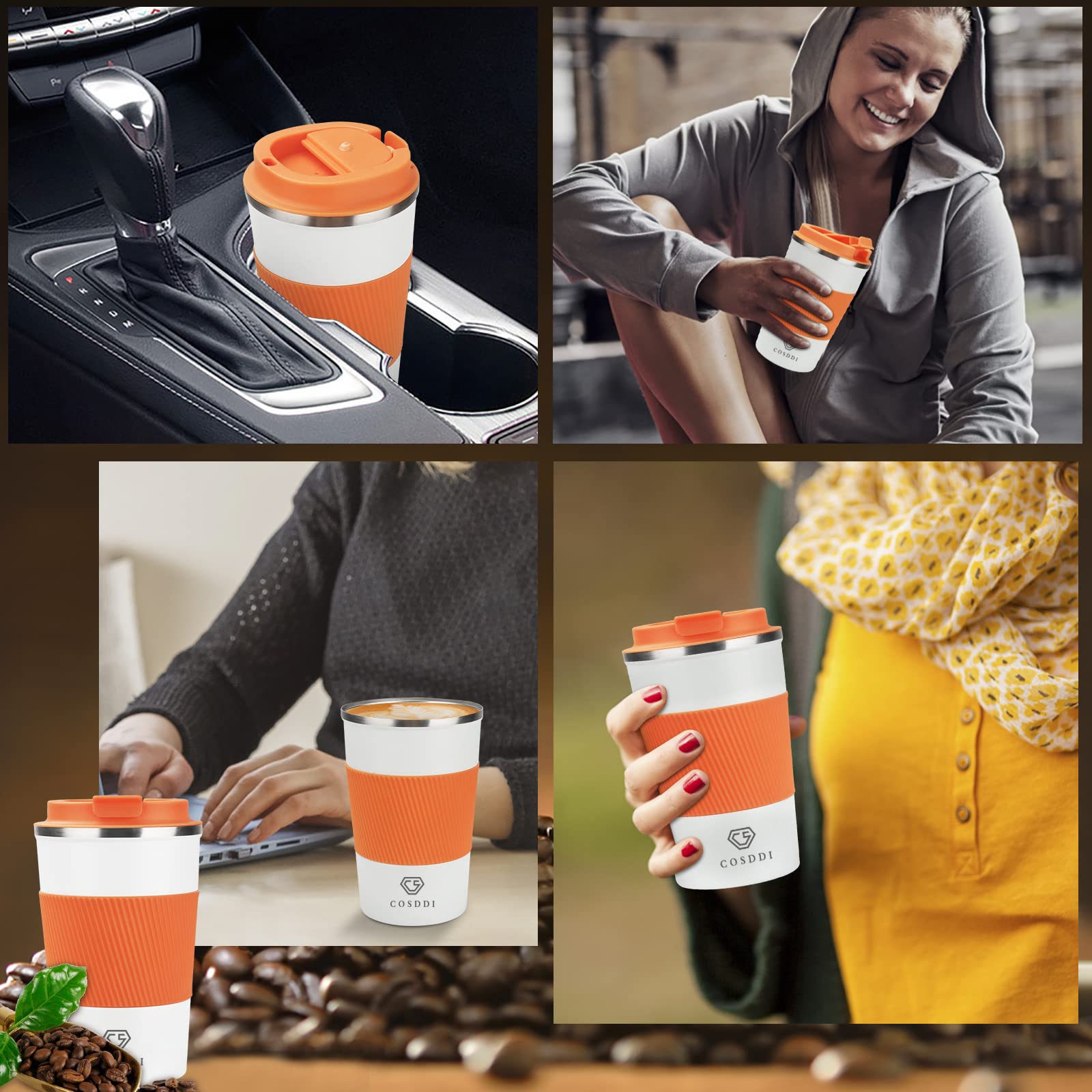 CS COSDDI orange 12oz tumbler travel-ready with lid supports anytime sipping.