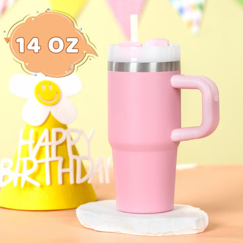 Cosictic pink insulated tumbler adds color and style to everyday school days.