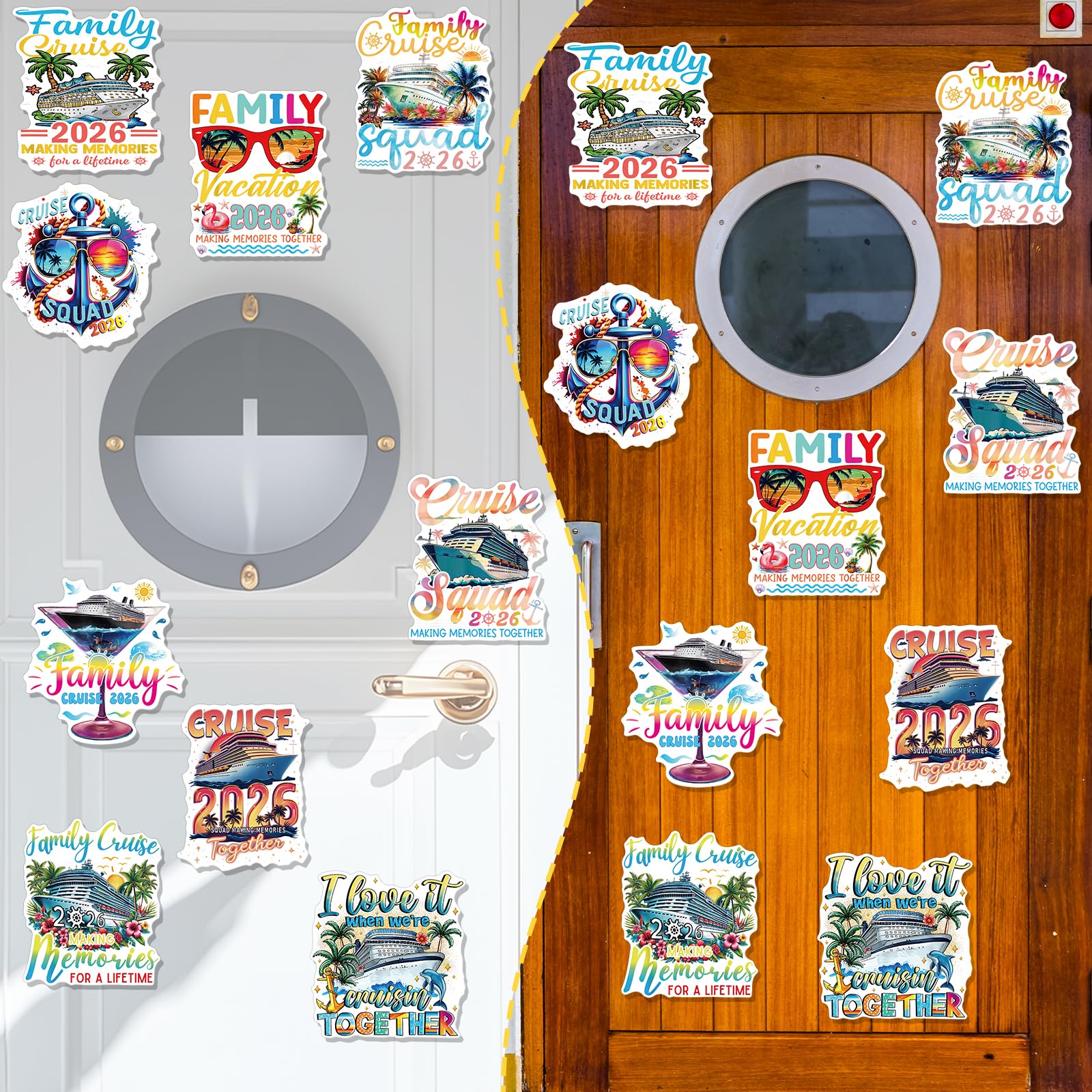Cosmisun watercolor-design magnet set for stylish cabin decor on ships.