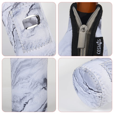 Cosmos colorful sleeves help guests identify drinks at parties.