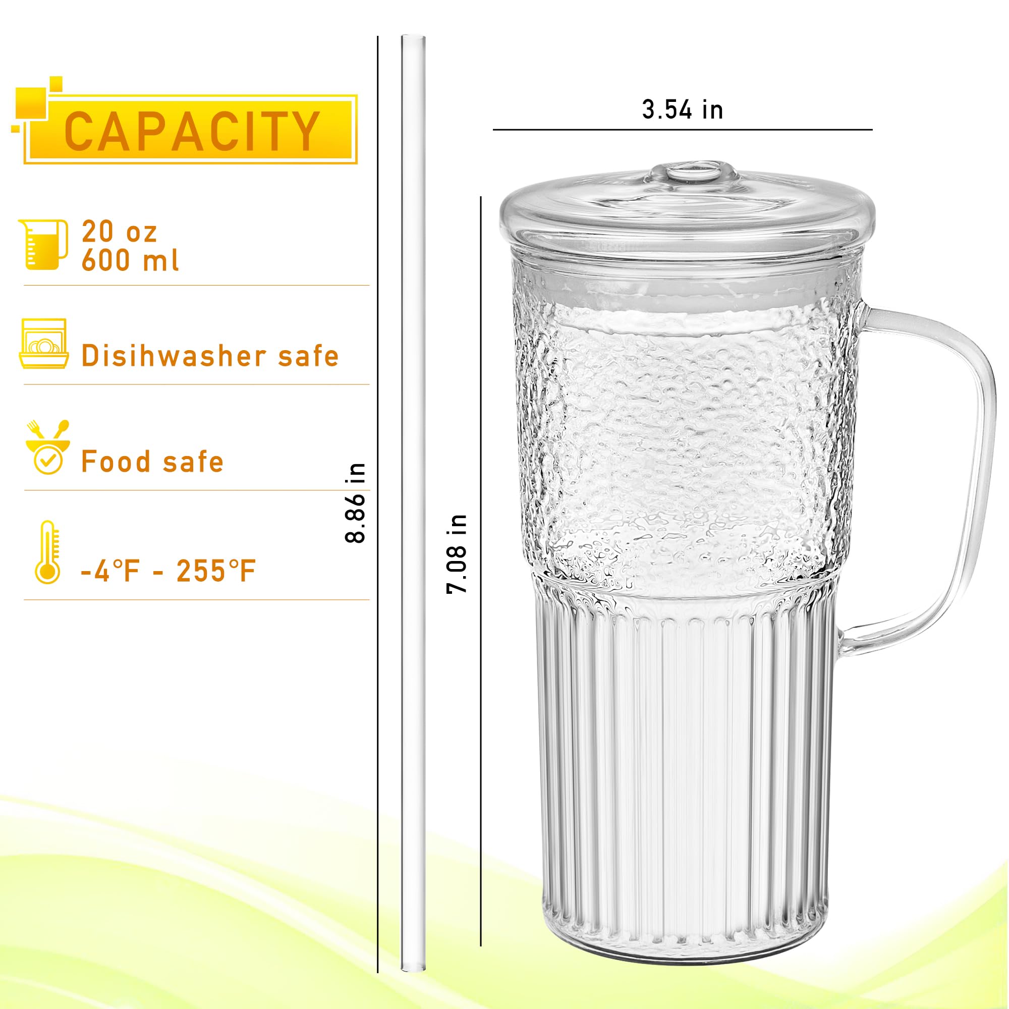 Cosnou glass straw set with 20oz tumbler for eco-friendly sipping