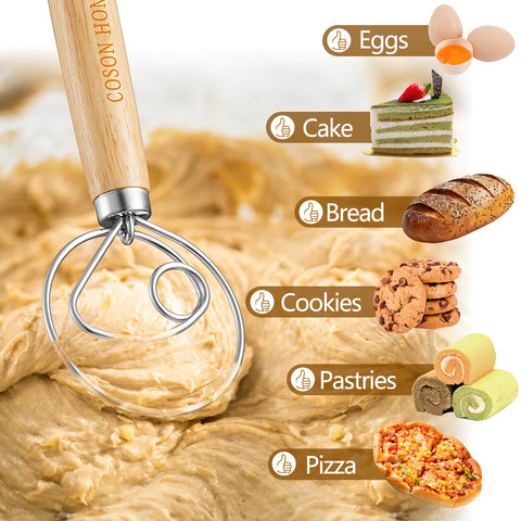 Coson Home dough whisk length 13.5 inches for easy reach