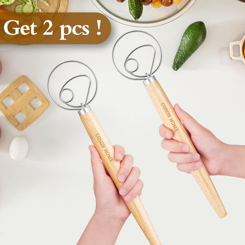 Coson Home dough whisk close-up of stainless steel ring for durability